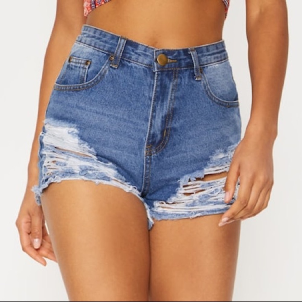 NWT High Waist denim shorts frayed S 6 jeans PLT